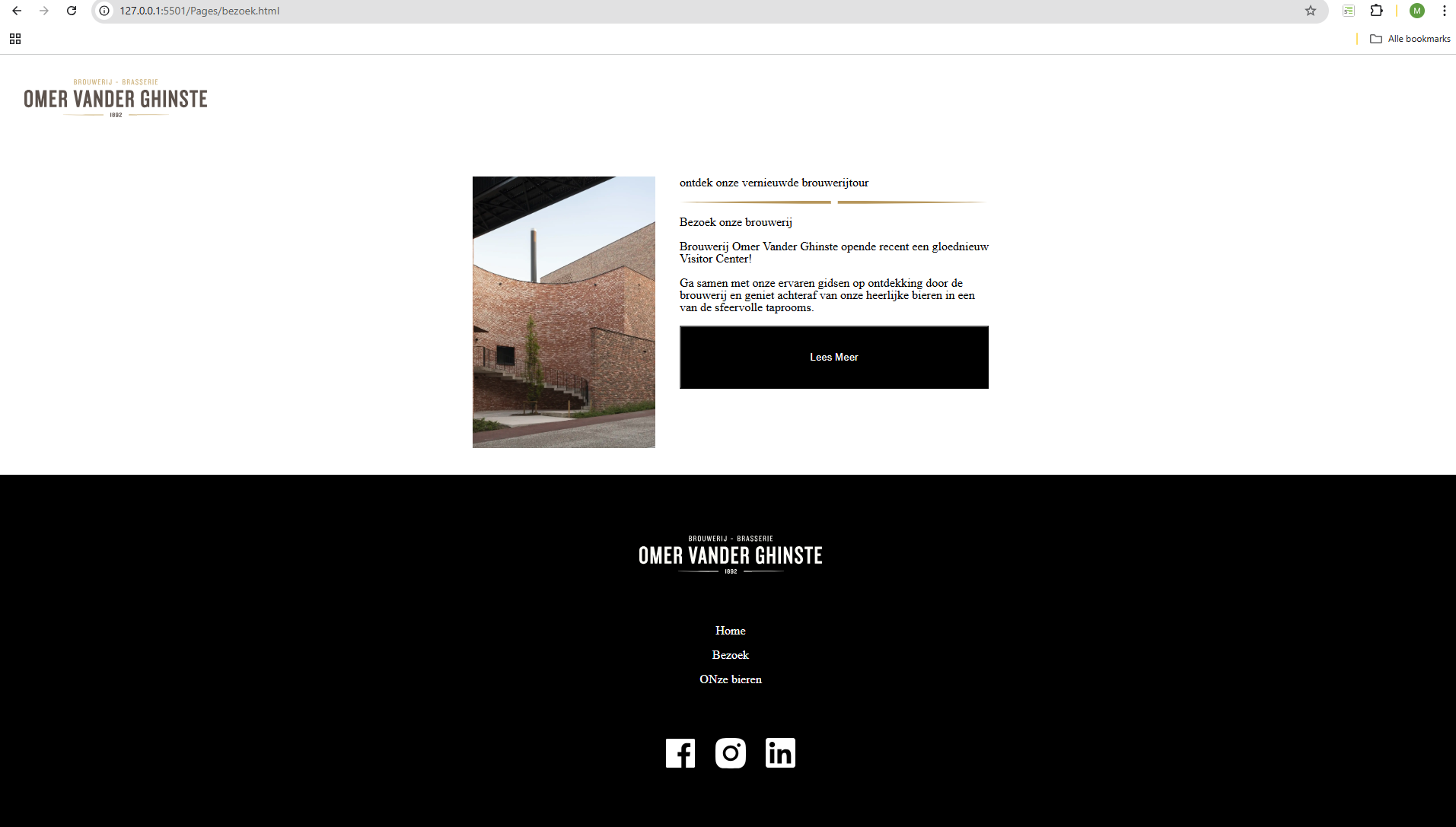 website van een brouwerij